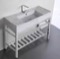 Modern Marble Design Ceramic Console Sink and Polished Chrome Base, 40
